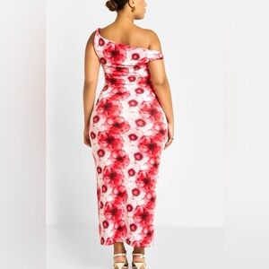 Rebdolls Womens Stephanie Knotted Sleeve Bodycon Floral Maxi Dress 1X Red Summer
